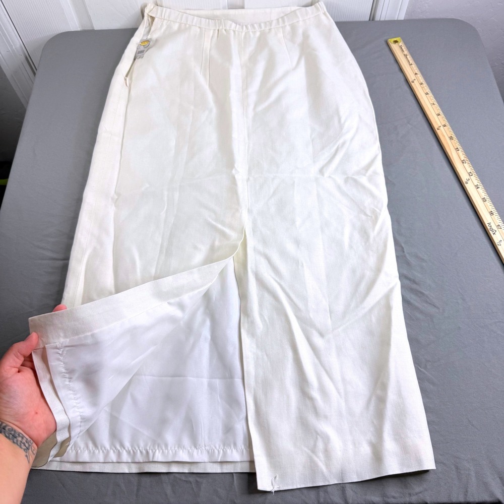 Talbots Petites White Linen Blend Maxi Skirt Size 6P Italian Fabric NWT - Picture 7 of 12